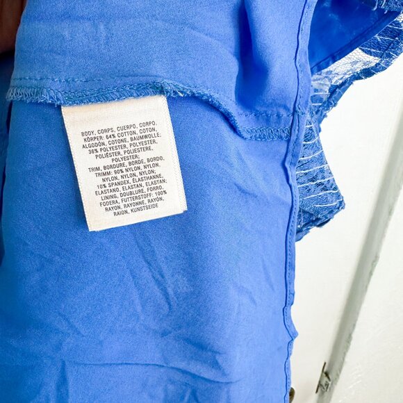 Moulinette Soeurs | Anthropologie Liliflora Lace Mini SunDress in Blue $189 Sz 6 - Picture 6 of 6